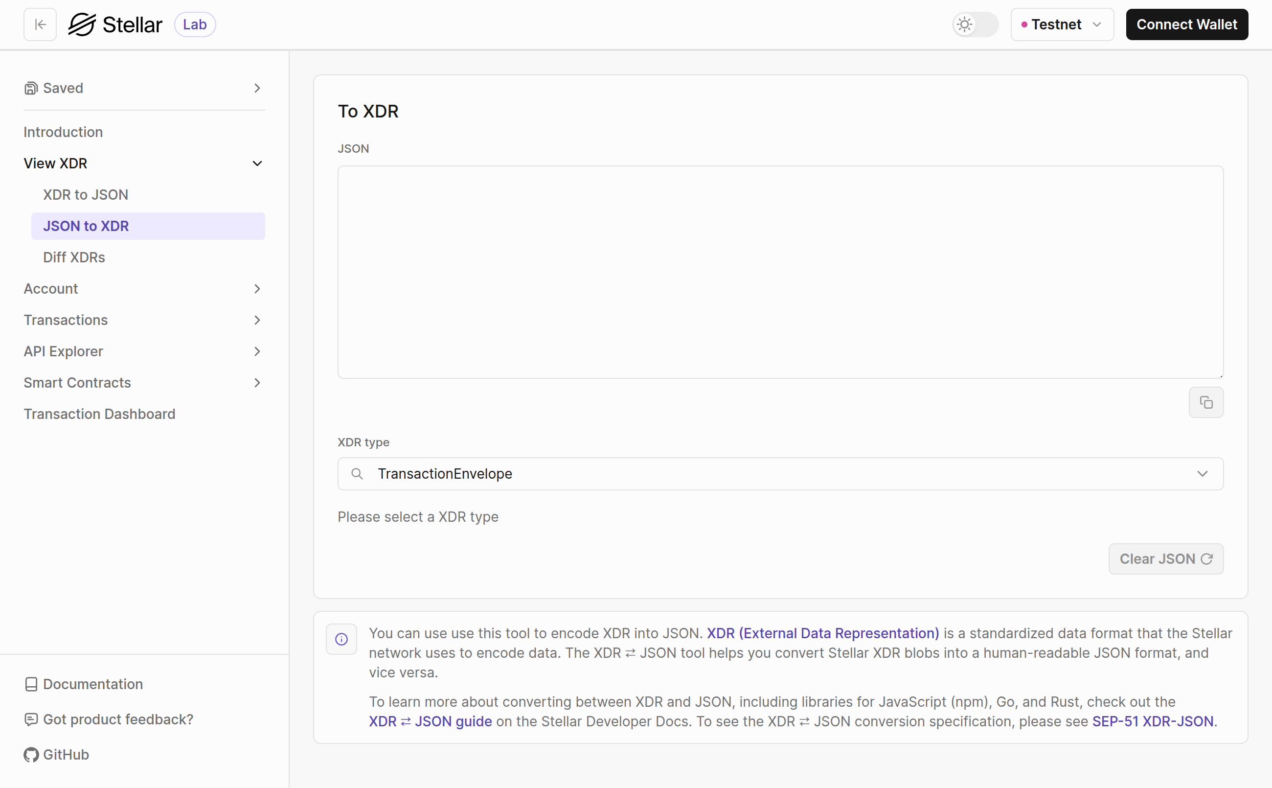 Lab: JSON to XDR page